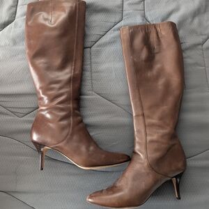 Elegant Brown Leather Knee-High Boots